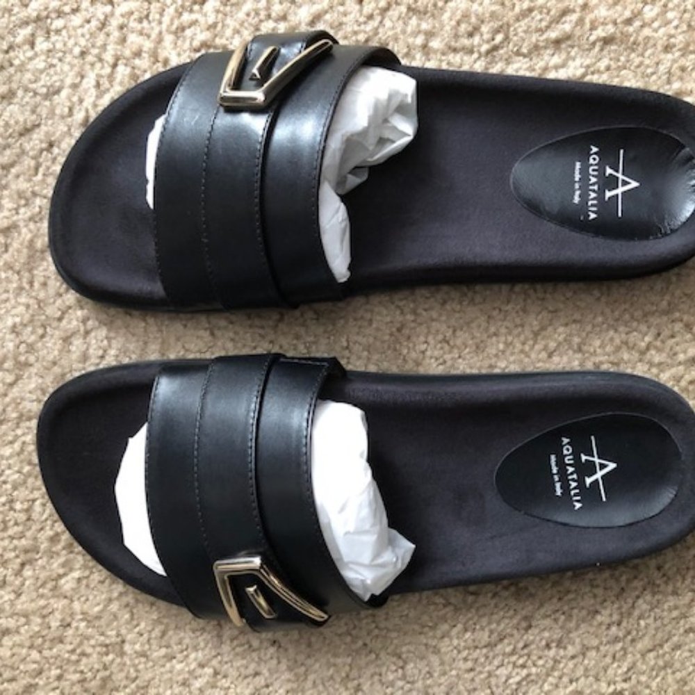 Aquatalia Ilaria Waterproof Leather Slide, 6
